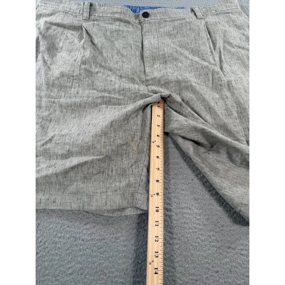 Tommy Bahama Shorts Men 3XLT (44x10) Gray Linen‎ Pleated Chino Drawstring